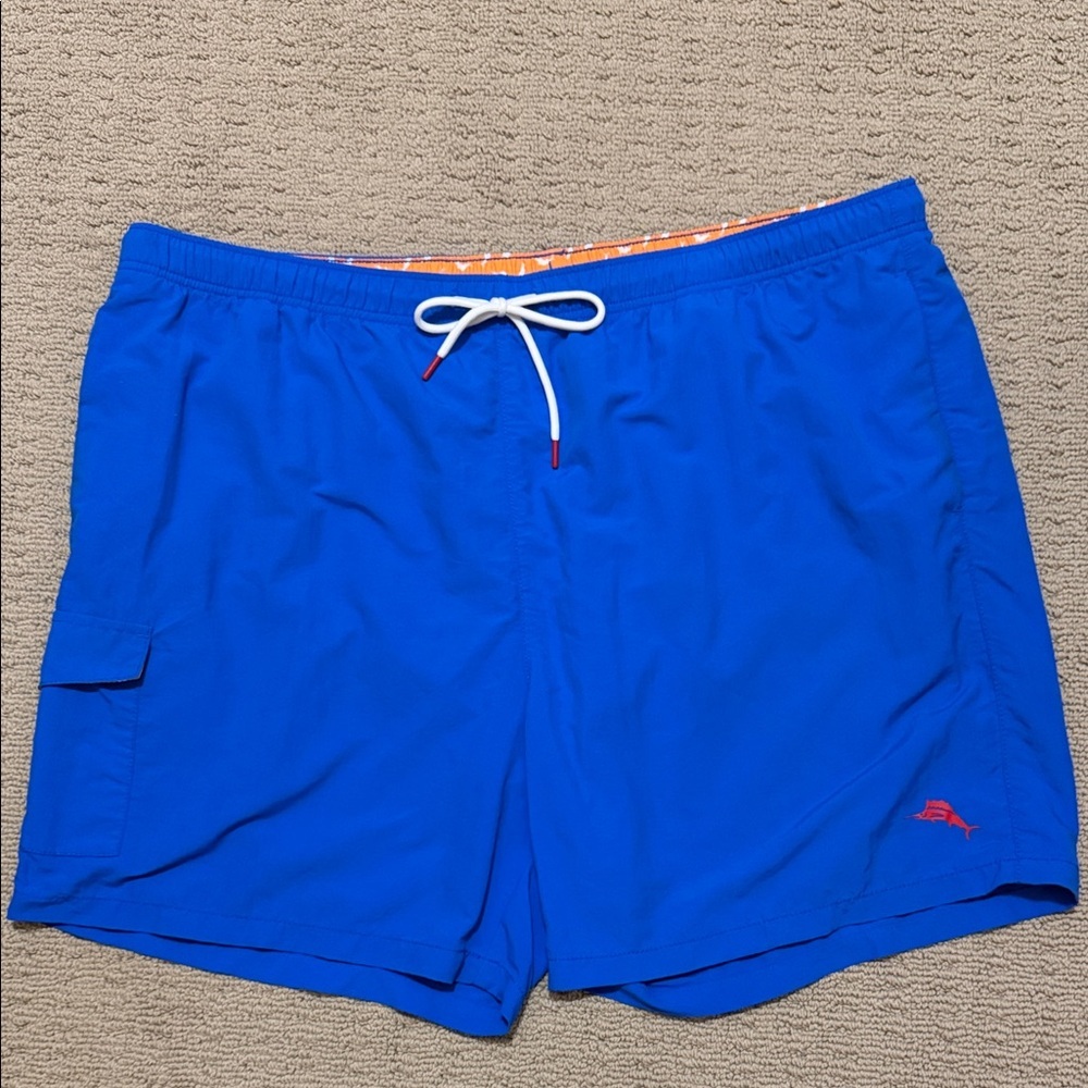 Tommy Bahama Royal Blue Pull On Swim Trunks with Drawstring, Size 2XLB